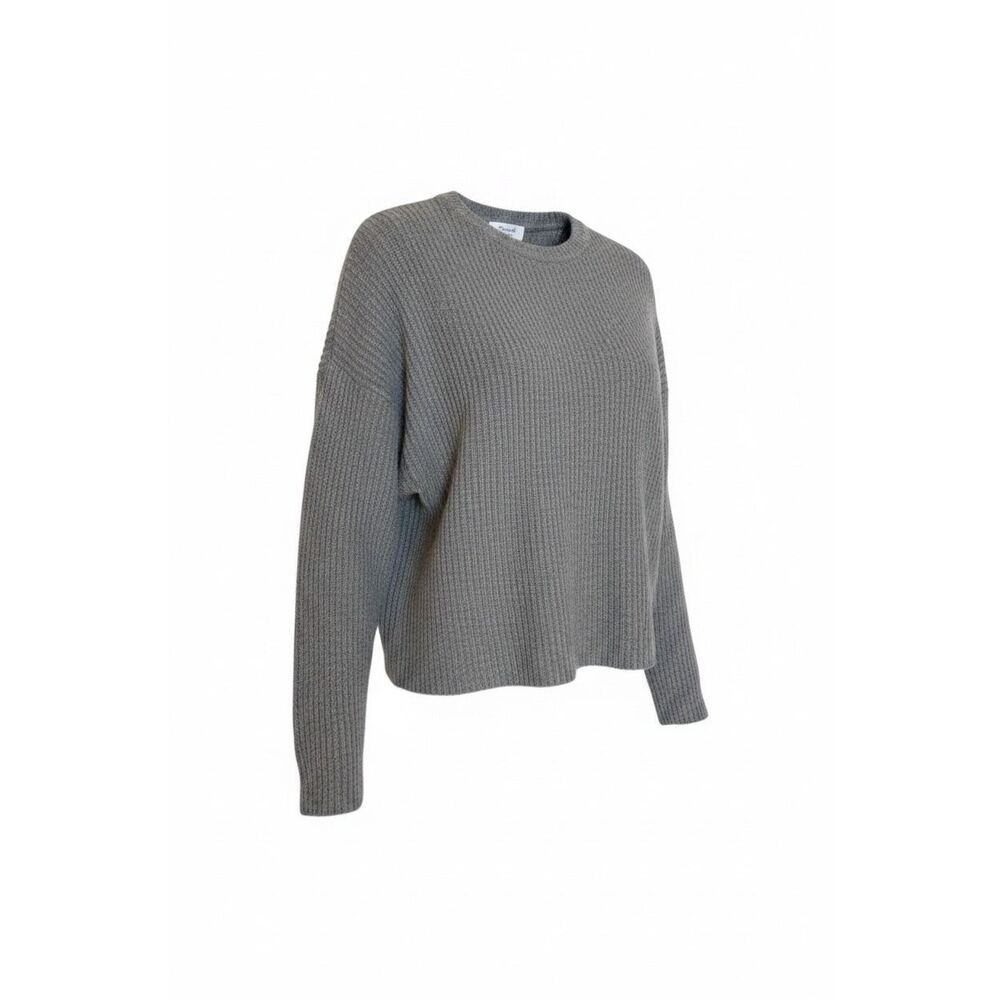 Madewell Crew Neck Waffle Knit Speckled Cashmere Pullover Sweater Gray Large